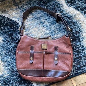Dooney and Bourke Vintage Two Tone Brown Leather Shoulder Handbag
